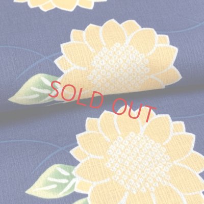 画像3: 子供浴衣 女の子 かわいい柄の浴衣 90サイズ 上げ加工済【群青、ひまわり】