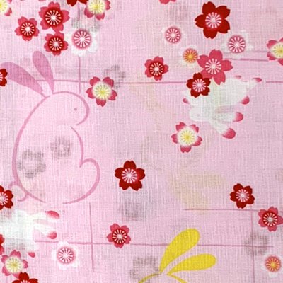 画像2: 【少し訳あり】子供浴衣 女子浴衣 130サイズ 女の子 ジュニア浴衣 こどもゆかた 単品【ピンク、うさぎ】