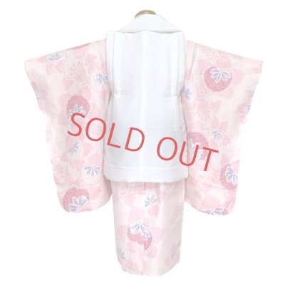 画像3: 七五三 3歳 着物 セット 女の子 被布セット 古典柄の被布コートセット【白ｘピンク、梅】