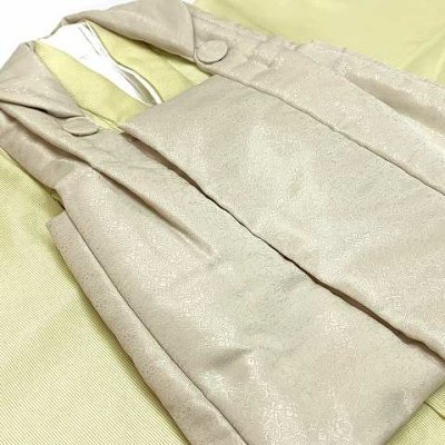 画像5: 七五三 着物 3歳 男児 シンプル＆モダン 被布セット 合繊 フルセット 着物と被布コートセット【ベージュ系ｘ淡黄色】