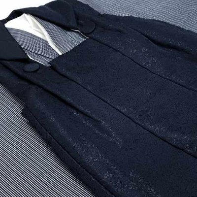 画像5: 七五三 着物 3歳 男児 シンプル＆モダン 被布セット 合繊 フルセット 着物と被布コートセット【黒紺ｘ紺系】