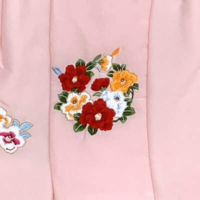 画像3: 七五三 3歳 女の子 被布コート 単品 ちりめん生地 刺繍柄【ピンク、花輪】