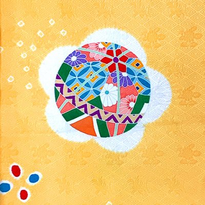 画像4: 七五三 着物 3歳 女の子 正絹 絵羽柄 本絞り 手描き友禅 三ツ身の子供着物 着物のみ【淡黄色、鞠】