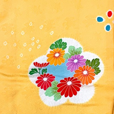 画像5: 七五三 着物 3歳 女の子 正絹 絵羽柄 本絞り 手描き友禅 三ツ身の子供着物 着物のみ【淡黄色、鞠】