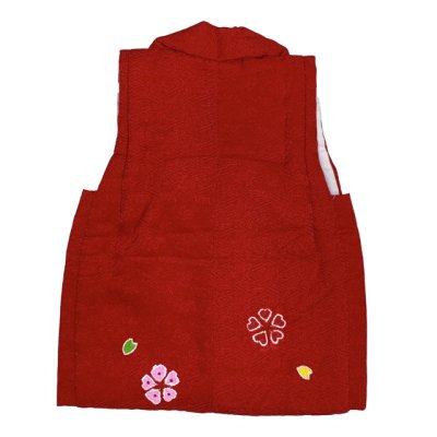 画像6: 七五三 着物 3歳 正絹 フルセット 女の子 本絞り 絵羽柄の着物 被布セット【赤ｘ黄色、梅】