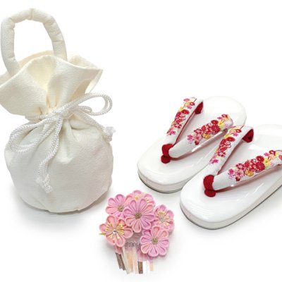 画像11: 七五三 着物 3歳 正絹 フルセット 女の子 友禅 絵羽柄の着物 被布セット【白ｘ黄色、鞠】