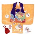 画像4: 七五三 着物 3歳 正絹 フルセット 女の子 和染紅型 被布コートと本絞り総刺繍柄の着物 被布セット【紫ｘ山吹、京紅型】 (4)