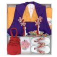 画像10: 七五三 着物 3歳 正絹 フルセット 女の子 和染紅型 被布コートと本絞り総刺繍柄の着物 被布セット【紫ｘ山吹、京紅型】 (10)