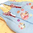 画像7: 七五三 着物 3歳 正絹 フルセット 女の子 友禅 本絞りの着物 被布セット【水色ｘ黄色、雪輪と桜】 (7)
