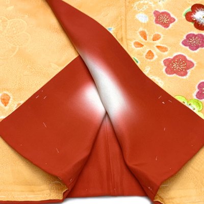 画像9: 七五三 着物 3歳 正絹 フルセット 女の子 友禅 本絞りの着物 被布セット【水色ｘ黄色、雪輪と桜】