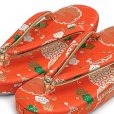 画像2: 子供草履 七五三 京都西陣 3歳 7歳 女の子 金襴生地 草履 16.5cm/18.0cm/21.0cm【朱赤、雪輪】 (2)