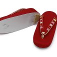 画像3: 子供草履 七五三 京都西陣 3歳 7歳 女の子 ちりめん生地 草履 16.5cm/18.0cm/21.0cm【赤、桜】 (3)