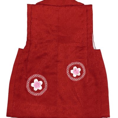画像3: 【アウトレット 美品】 被布 単品 七五三 3歳 女の子 表地正絹 刺繍入り 被布コート【赤、さくら】