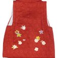 画像3: 【アウトレット 美品】 被布 単品 七五三 3歳 女の子 表地正絹 友禅 被布コート【赤系、鈴】 (3)
