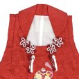 画像4: 【アウトレット 美品】 被布 単品 七五三 3歳 女の子 表地正絹 友禅 被布コート【赤系、鈴】 (4)