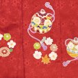 画像5: 【アウトレット 美品】 被布 単品 七五三 3歳 女の子 表地正絹 友禅 被布コート【赤系、鈴】 (5)