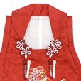画像4: 【アウトレット 美品】 被布 単品 七五三 3歳 女の子 表地正絹 友禅 被布コート【赤系、鈴と雪輪】 (4)