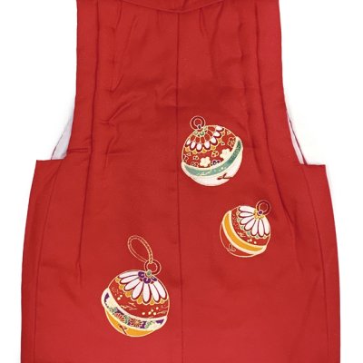 画像3: 【アウトレット 美品】 被布 単品 七五三 3歳 女の子 表地正絹 友禅 被布コート【赤、鈴】