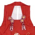 画像4: 【アウトレット 美品】 被布 単品 七五三 3歳 女の子 表地正絹 友禅 被布コート【赤、鈴】 (4)