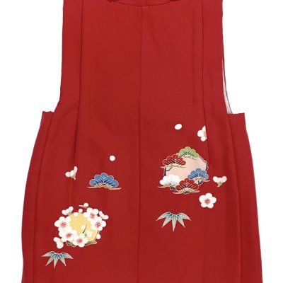 画像3: 【アウトレット 美品】 被布 単品 七五三 3歳 女の子 表地正絹 友禅 被布コート【赤系、松竹梅】