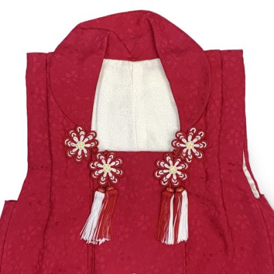 画像4: 【アウトレット 美品】 被布 単品 七五三 3歳 女の子 表地正絹 友禅 被布コート【赤系、桜】