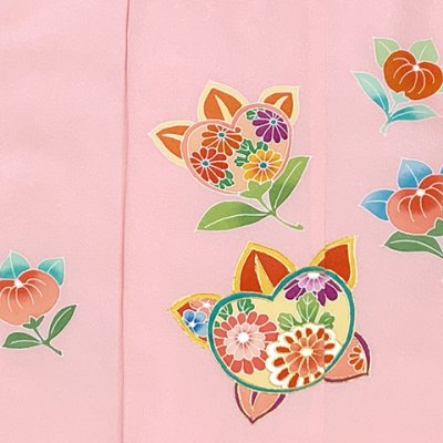 画像5: 被布コート 単品 七五三 3歳 女の子 表地正絹 友禅 被布着【ピンク、橘】