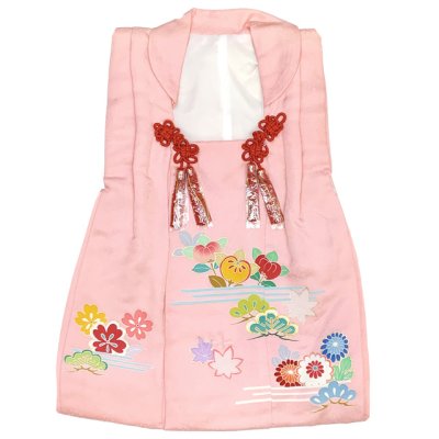 画像2: 【アウトレット 美品】 被布 単品 七五三 3歳 女の子 表地正絹 友禅 被布コート【ピンク、橘に紅葉】