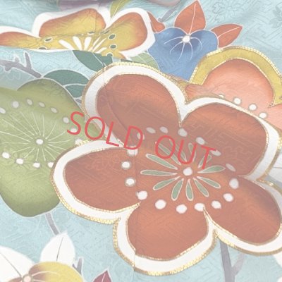 画像5: ジュニア振袖セット 正絹 友禅 絵羽柄の振袖 比翼仕立て 140サイズ 正絹袋帯 その他小物6点セット 成人式 お正月 十三詣りに【水色、桜】