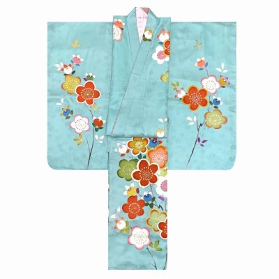 画像3: 七五三 7歳 大きめ 女の子 着物 正絹 ハーフ成人式 小学生 振袖 子供 長襦袢付き 高級 大四つ身 比翼仕立て  購入【水色、桜】