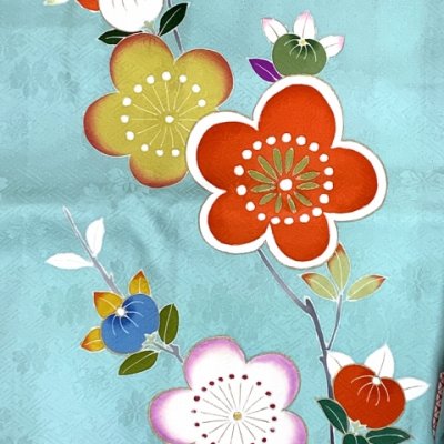 画像5: 七五三 7歳 大きめ 女の子 着物 正絹 ハーフ成人式 小学生 振袖 子供 長襦袢付き 高級 大四つ身 比翼仕立て  購入【水色、桜】