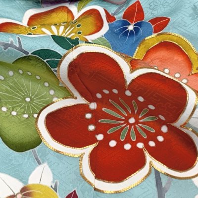 画像8: 七五三 7歳 大きめ 女の子 着物 正絹 ハーフ成人式 小学生 振袖 子供 長襦袢付き 高級 大四つ身 比翼仕立て  購入【水色、桜】