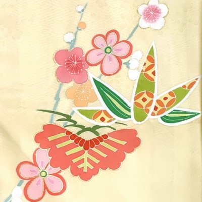 画像4: 七五三 7歳 大きめ 女の子 着物 正絹 ハーフ成人式 小学生 振袖 子供 長襦袢付き 高級 大四つ身 比翼仕立て  購入【クリーム系、松竹梅】