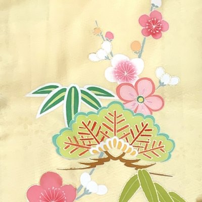 画像5: 七五三 7歳 大きめ 女の子 着物 正絹 ハーフ成人式 小学生 振袖 子供 長襦袢付き 高級 大四つ身 比翼仕立て  購入【クリーム系、松竹梅】