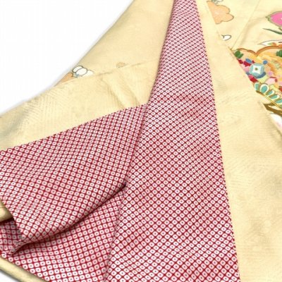 画像7: 七五三 7歳 大きめ 女の子 着物 正絹 ハーフ成人式 小学生 振袖 子供 長襦袢付き 高級 大四つ身 比翼仕立て  購入【クリーム系、松竹梅】