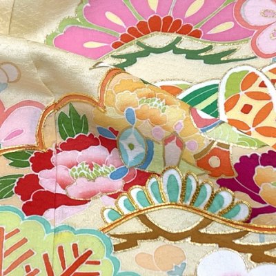 画像8: 七五三 7歳 大きめ 女の子 着物 正絹 ハーフ成人式 小学生 振袖 子供 長襦袢付き 高級 大四つ身 比翼仕立て  購入【クリーム系、松竹梅】