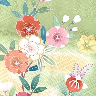 画像5: 七五三 7歳 大きめ 女の子 着物 正絹 ハーフ成人式 小学生 振袖 子供 長襦袢付き 高級 大四つ身 比翼仕立て  購入【鶸色（黄緑）、貝桶】