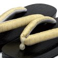 画像2: レディース下駄 浴衣向け  黒焼の桐下駄 3Lサイズ【黄色、麻の葉】 (2)