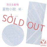 洗える着物 絽 駒絽 小紋 夏物 夏きもの レディース Lサイズ【水色系、秋空のトンボ】