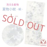 洗える着物 絽 駒絽 小紋 夏物 夏きもの レディース Lサイズ【生成り、葡萄の葉】