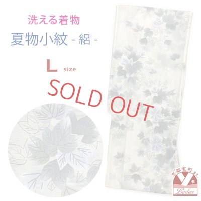 画像1: 洗える着物 絽 駒絽 小紋 夏物 夏きもの レディース Lサイズ【生成り、葡萄の葉】