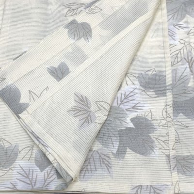 画像4: 洗える着物 絽 駒絽 小紋 夏物 夏きもの レディース Lサイズ【生成り、葡萄の葉】
