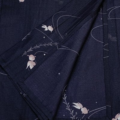 画像4: 洗える着物 絽 駒絽 小紋 夏物 着物 夏きもの レディース Lサイズ【黒紺系、金魚】