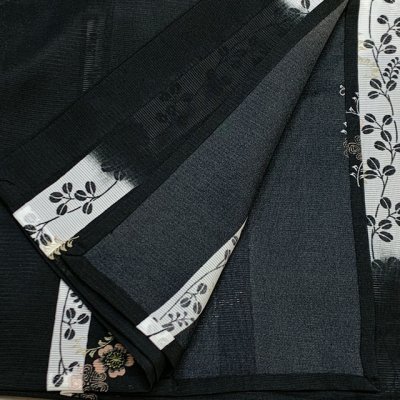 画像4: 洗える着物 絽 駒絽 小紋 夏物 夏きもの レディース Mサイズ【黒地、小花と萩】