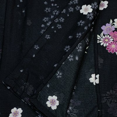 画像4: 洗える着物 絽 駒絽 小紋 夏物 着物 夏きもの レディース Mサイズ【黒地、菊花輪】