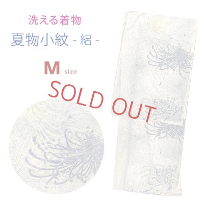 画像1: 洗える着物 絽 駒絽 小紋 夏物 着物 夏きもの レディース Mサイズ【生成り、乱菊】