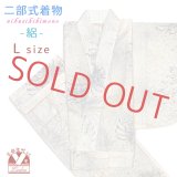 夏の二部式着物 洗える着物 絽 小紋柄の着物 Lサイズ【生成り系、糸菊】