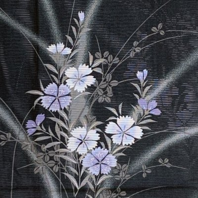 画像2: 夏の二部式着物 洗える着物 絽 小紋柄の着物 Mサイズ【黒系、撫子】
