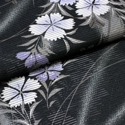 画像3: 夏の二部式着物 洗える着物 絽 小紋柄の着物 Mサイズ【黒系、撫子】