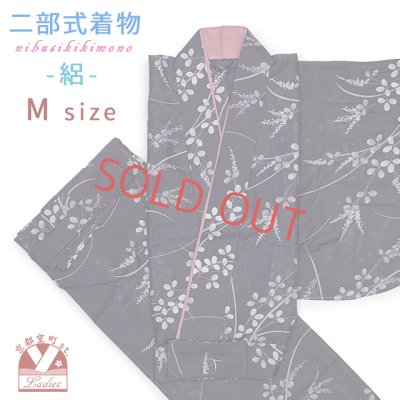 画像1: 夏の二部式着物 洗える着物 絽 小紋柄の着物 Mサイズ【濃紫、萩】