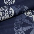 画像3: 夏の二部式着物 洗える着物 絽 小紋柄の着物 Mサイズ【紺色、源氏車】 (3)